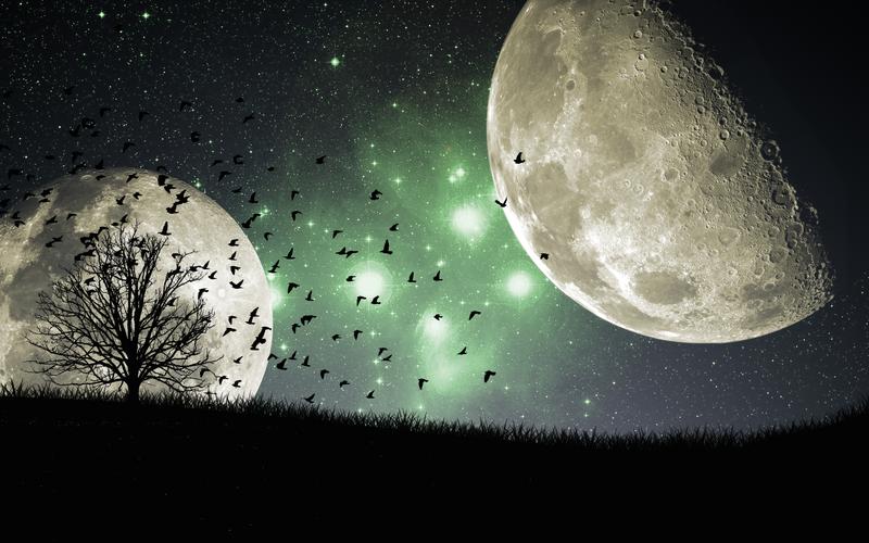 夜,星系,月亮,风景夜壁纸图片