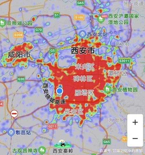 蓉镐两城的热力图:成都多点开花,西安局限于主城区!