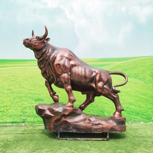 华尔街金牛摆件雕塑牛气冲天中国传统耕牛摆件农家乐玻璃钢雕塑