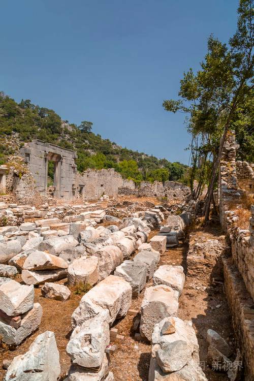 土耳其安塔利亚奥利姆波斯古遗址的遗址古代文明建在地中海沿岸