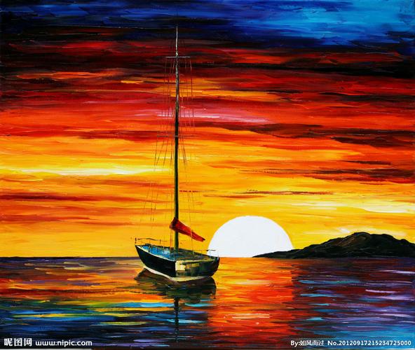 键 词:油画 美丽的日落 油画风景 绘画 艺术 油画艺术 夕阳