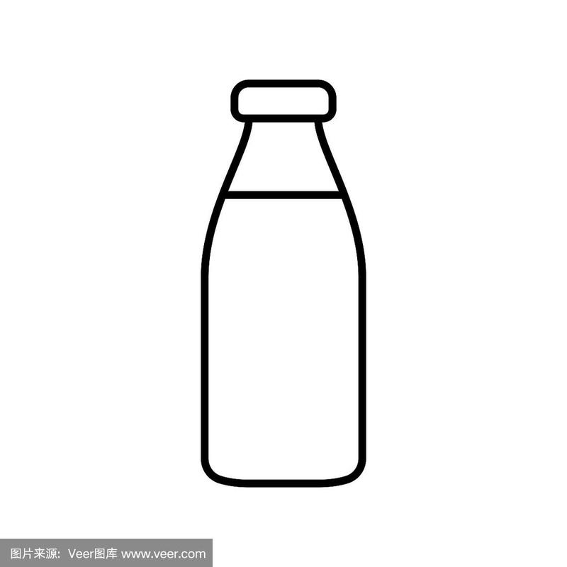 卡通奶瓶图标孤立的白色背景