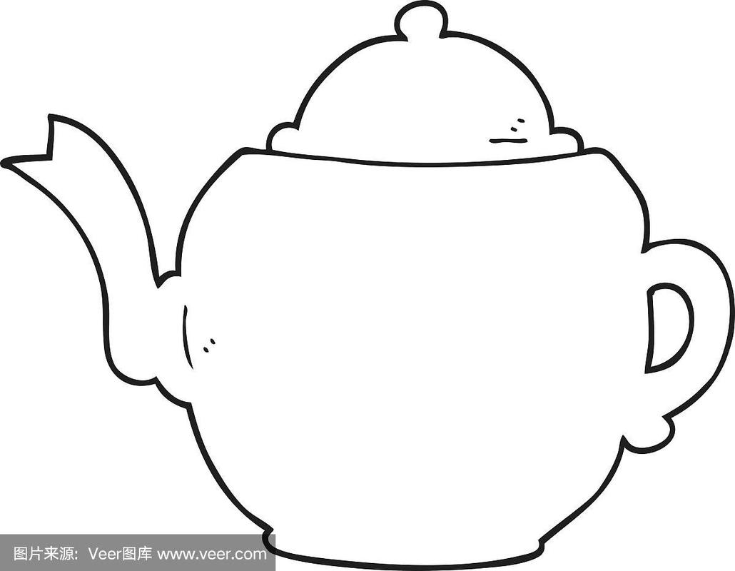 黑白卡通茶壶