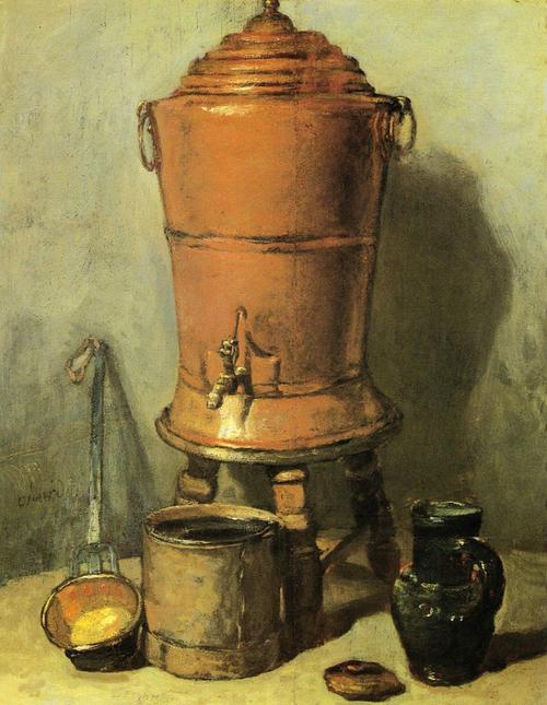 《铜水罐》  夏尔丹  1733年  28×23厘米   画布,油画