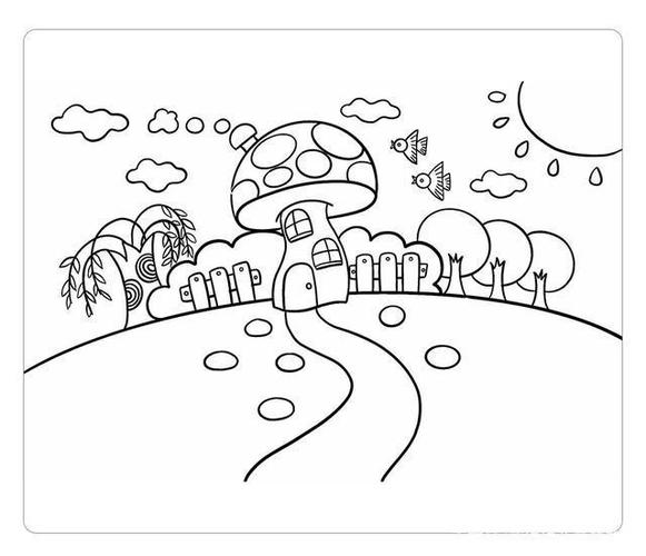 春天的风景,美丽的蘑菇屋简笔画「图文 视频教程」