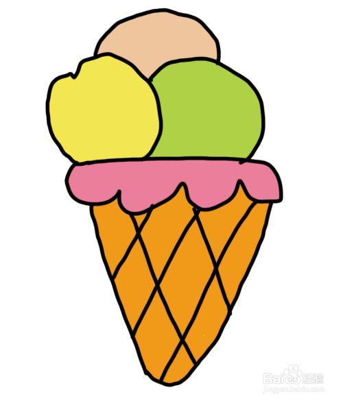怎么画彩色简笔画美味的冰淇淋?