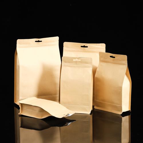 可定制现货八边封牛皮纸自封袋空白通用茶叶包装袋定制复合自立袋