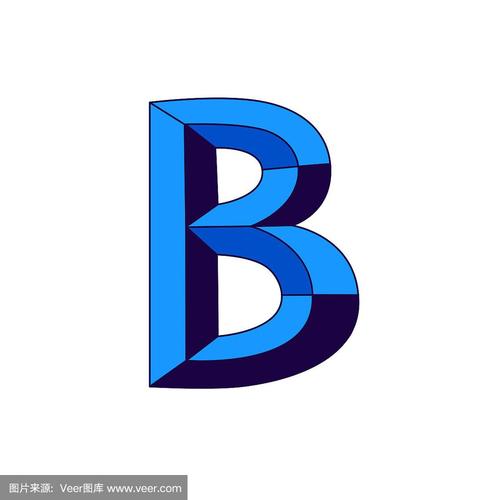 卡通风格的蓝色字母b.向量.字母,公司或公司的标志.企业标志.