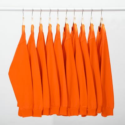 奶橘色恤女250g重磅长袖脏橘色茶觅橙色宽松亮橘色圆领上衣t恤