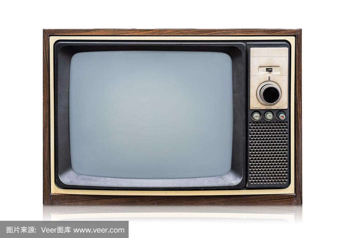 复古风格的老式电视在一个白色的背景