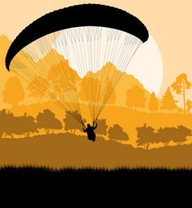 花卉设计跳伞跳跃例证滑翔伞运动背景景观概念向量机智滑翔伞运动背景