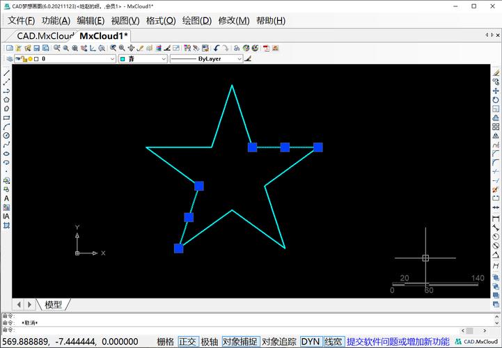 如下图所示五角星现在的每条线段都是单独的对象:步骤线段合并cad软件