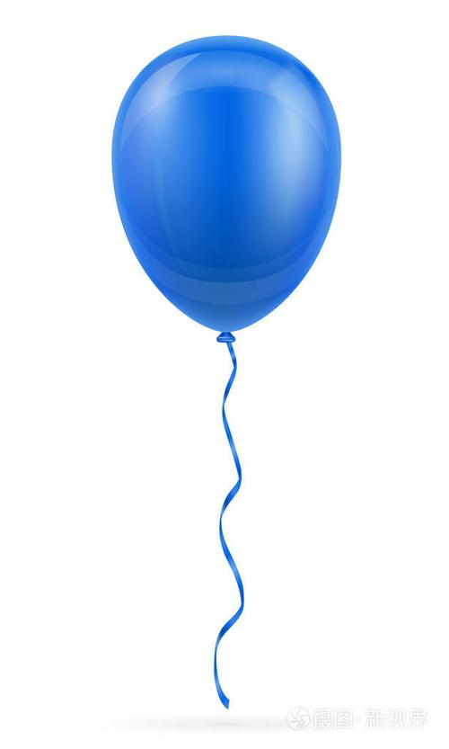 庆祝蓝色气球抽水氦与丝带股票矢量插图隔离在白色背景上