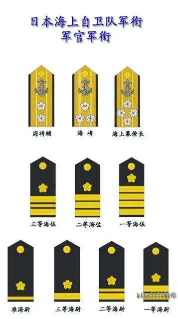 日本自卫队军衔肩章图 日本陆上自卫队军衔 中国军衔等级肩章图片