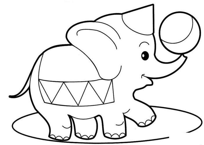 卡通萌动物简笔画图片马戏团里的大象