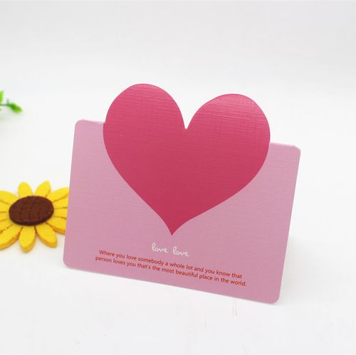 韩国创意爱心贺卡祝福语浪漫情人小清新心形生日贺卡立体卡片留言
