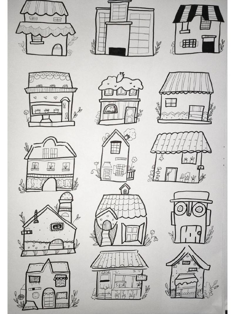 简笔画——房屋建筑篇 直接黑笔话,有些略显潦草见谅