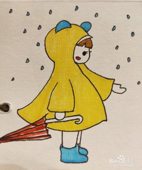 简笔画撑着伞的小女孩