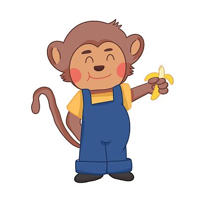 卡通手绘拟人猴子插画png素材猴子元素