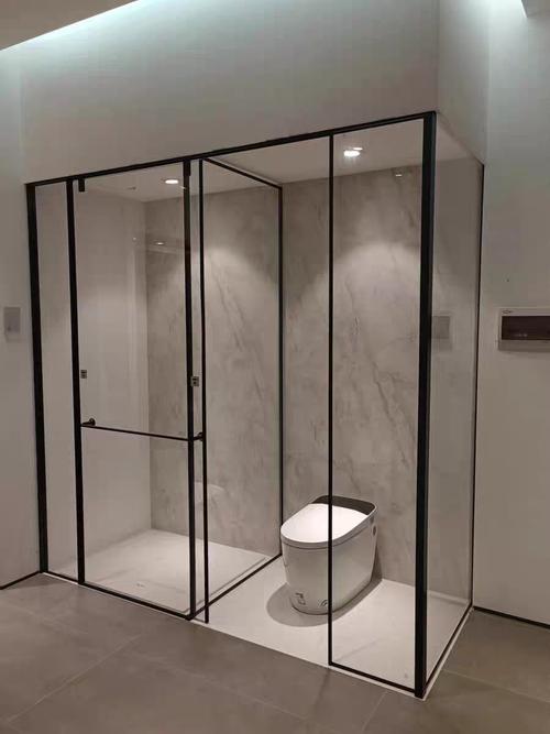 卫生间干湿分离隔断一字字型淋浴房浴室玻璃屏风定制淋浴房