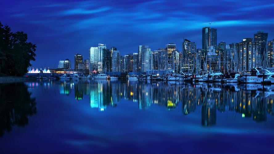 温哥华市中心夜景4k图片,4k高清风景图片,娟娟壁纸