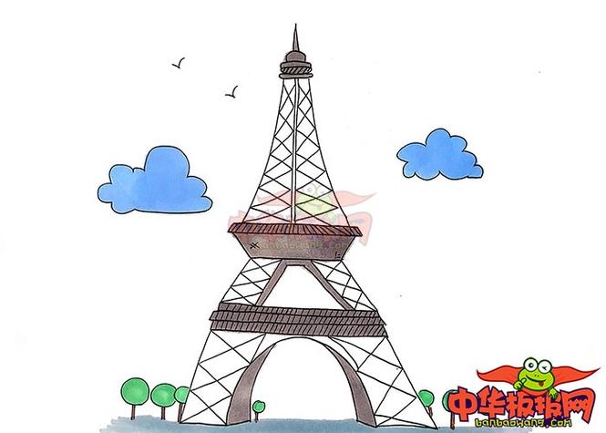 法国埃菲尔铁塔简笔画画埃菲尔铁塔的步骤图