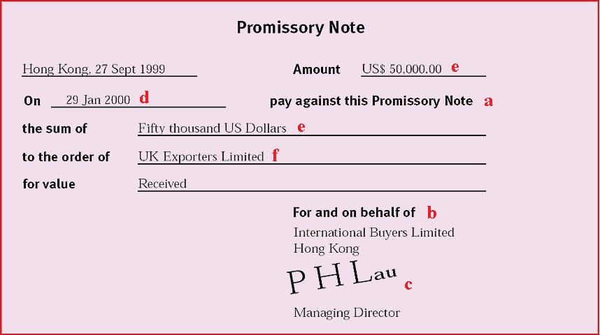 a promissory note is usually defined as