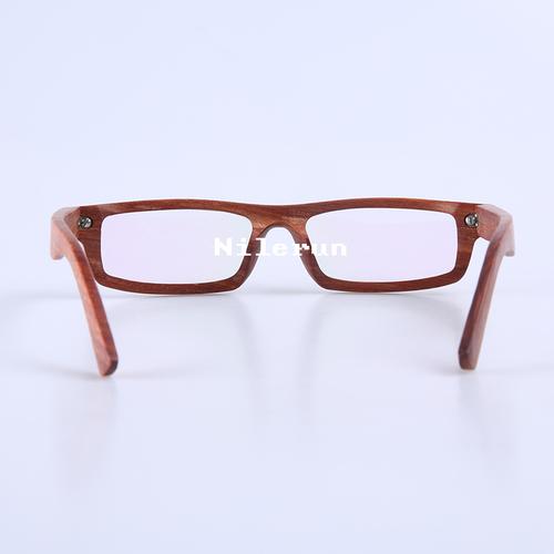 欧美时尚简约长方形红檀实木木框光学平光眼镜眼镜架定制成品光学镜