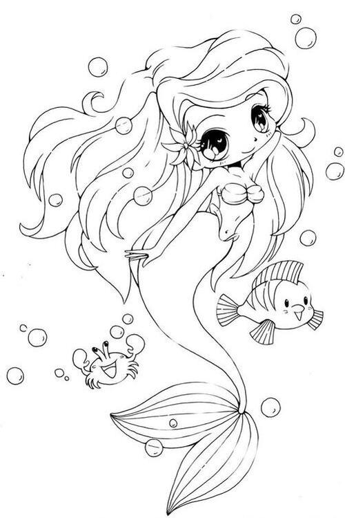 漂亮的小美人鱼卡通人物简笔画图片美人鱼简笔画