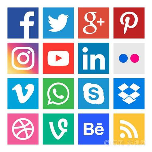 社交媒体图标设置在白色背景上. 矢量中的网络标识. eps.插画-正版商