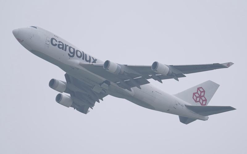 卢森堡货运航空747-400f白机 lx-jcv pek跑道01起飞