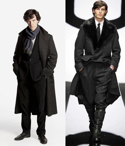 剧中经典的黑色大衣,或者直接称为"福尔摩斯大衣",来自belstaff,售价