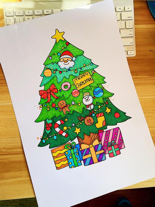 儿童绘画课程教学圣诞树