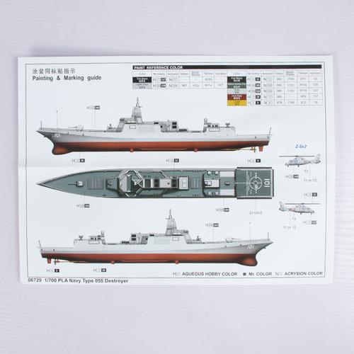 小号手拼装导弹驱逐舰军舰模型舰船700中国南昌号055型06729