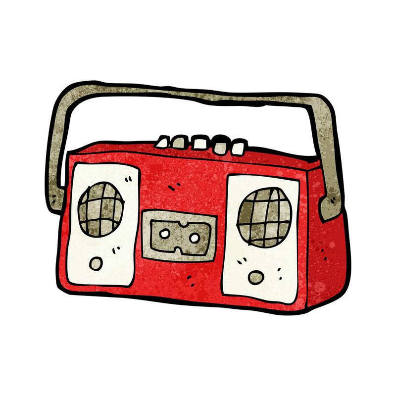 复古式录音机,矢量, 卡通白色背景上的复古卡带播放器.