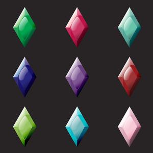 设置的菱形晶体不同的颜色,宝石,宝石,钻石矢量游戏设计的 gui 资产