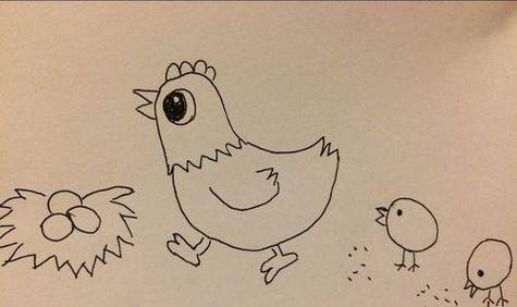母鸡和小鸡简笔画画法