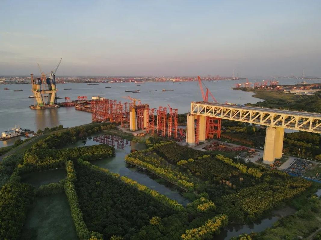 大国工程常泰长江大桥录安洲非通航孔桥连续钢桁梁架设完成