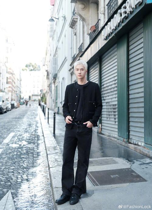 王一博丨香奈儿看秀造型78银发造型 黑色小香风外套亮相巴黎街头