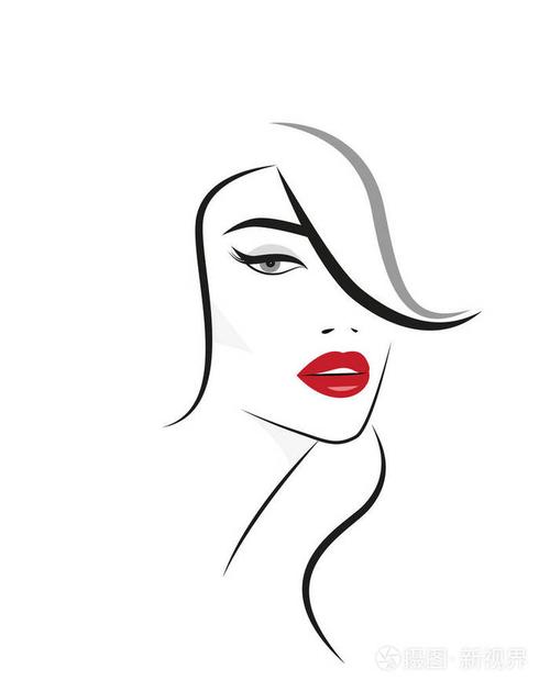 白色背景红唇女性剪影插画-正版商用图片08jqf0-摄图新视界