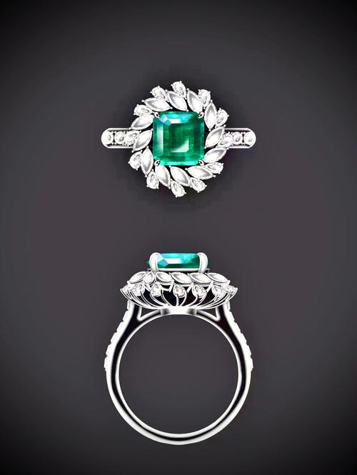 一颗2克拉祖母绿的戒指设计款华丽且经典