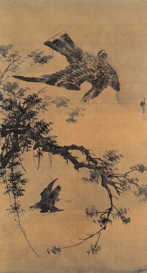 明 林良代表作《秋鹰图》轴(台北故宫博物院藏)