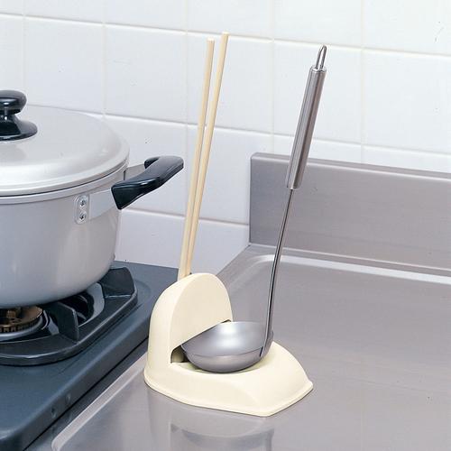 日本进口inomata两用汤勺架厨房勺子架筷子架塑料置物架