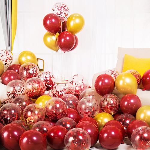 网红色气球创意浪漫婚礼婚房布置套装生日开业场景马卡龙气球装饰
