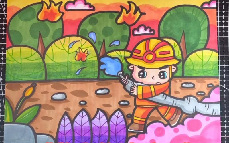 儿童画《救火的消防员》_哔哩哔哩_bilibili