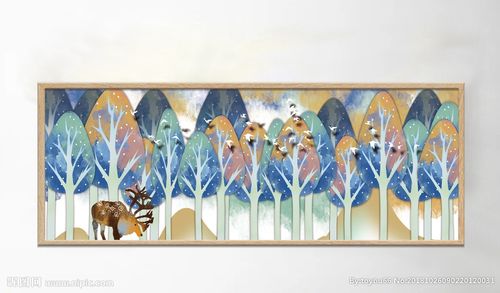 北欧风手绘森林风景创意装饰画图片