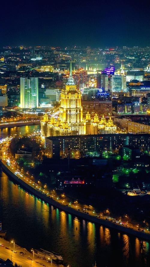 iphone 壁纸 莫斯科城市夜景,房子,照明