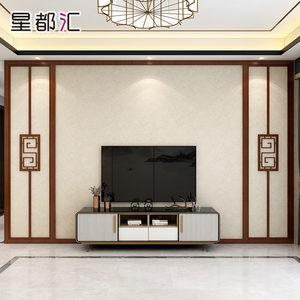 新中式电视背景墙边框客厅实木框造型油漆定制影视墙装.饰框木线