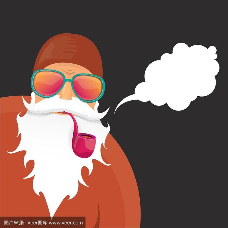 骑摩托车的圣诞老人抽烟斗