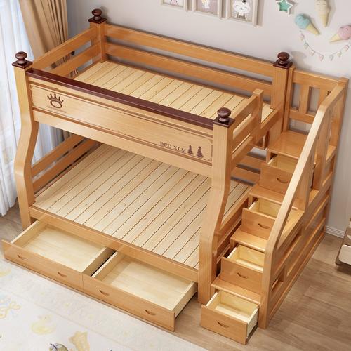 儿童床上下床双层床橡胶木高低子母床15米全实木上下铺木床双层